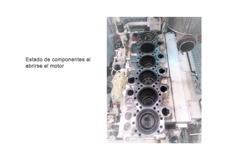 Estado de componentes al abrirse el motor